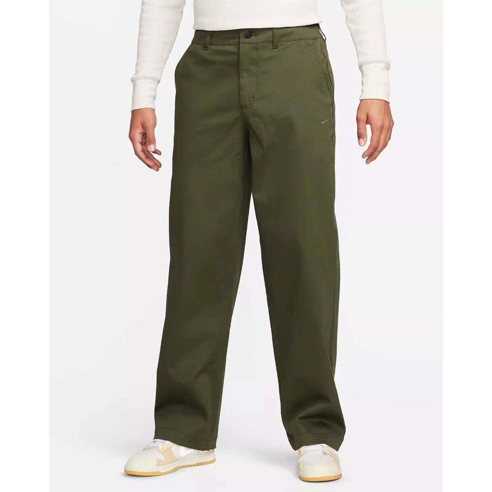 Nike Life El Chino Pants Men Size 28 Cargo Straight Dark Green Khaki FD0405-325